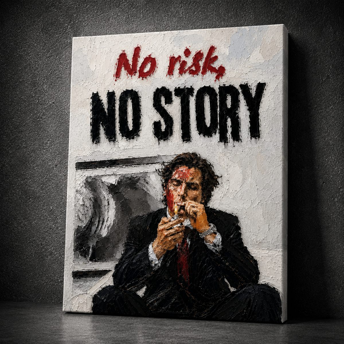 NO RISK, NO STORY — Fearless Mindset | Grit & Ambition Canvas 🔥🖤