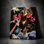 FUCK IT — Psychedelic Cosmic Cat | Trippy Pop canvas 🐈‍⬛🌌