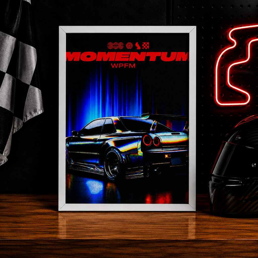 Nissan GT-R R35 — MOMENTUM | The Art of Speed | WPFM Framed Poster