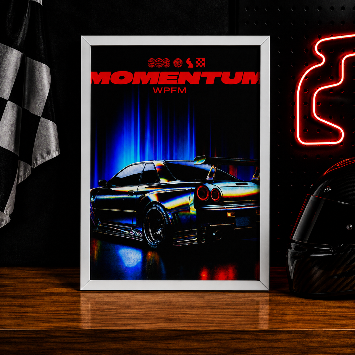 Nissan GT-R R35 — MOMENTUM | The Art of Speed | WPFM Framed Poster