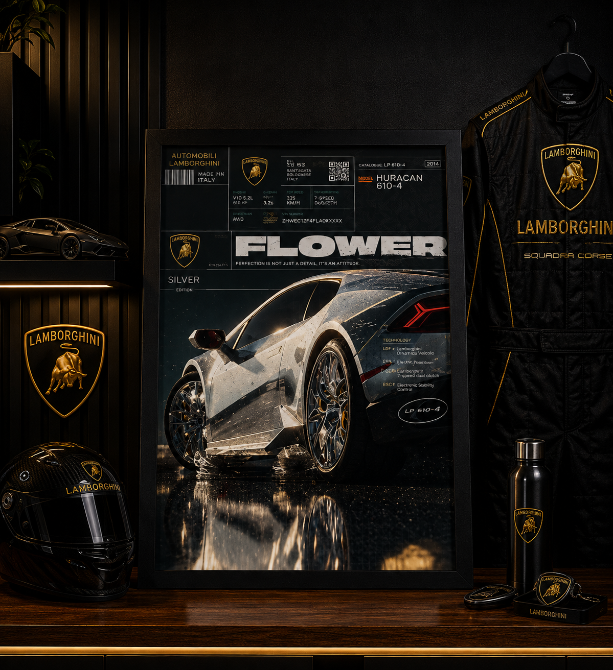 Lamborghini Huracán — FLOW | The Art of Performance | WPFM Framed Poster