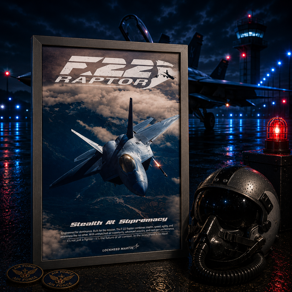 F-22 Raptor — AIR POWER | The Art of Aviation | WPFM Framed Poster