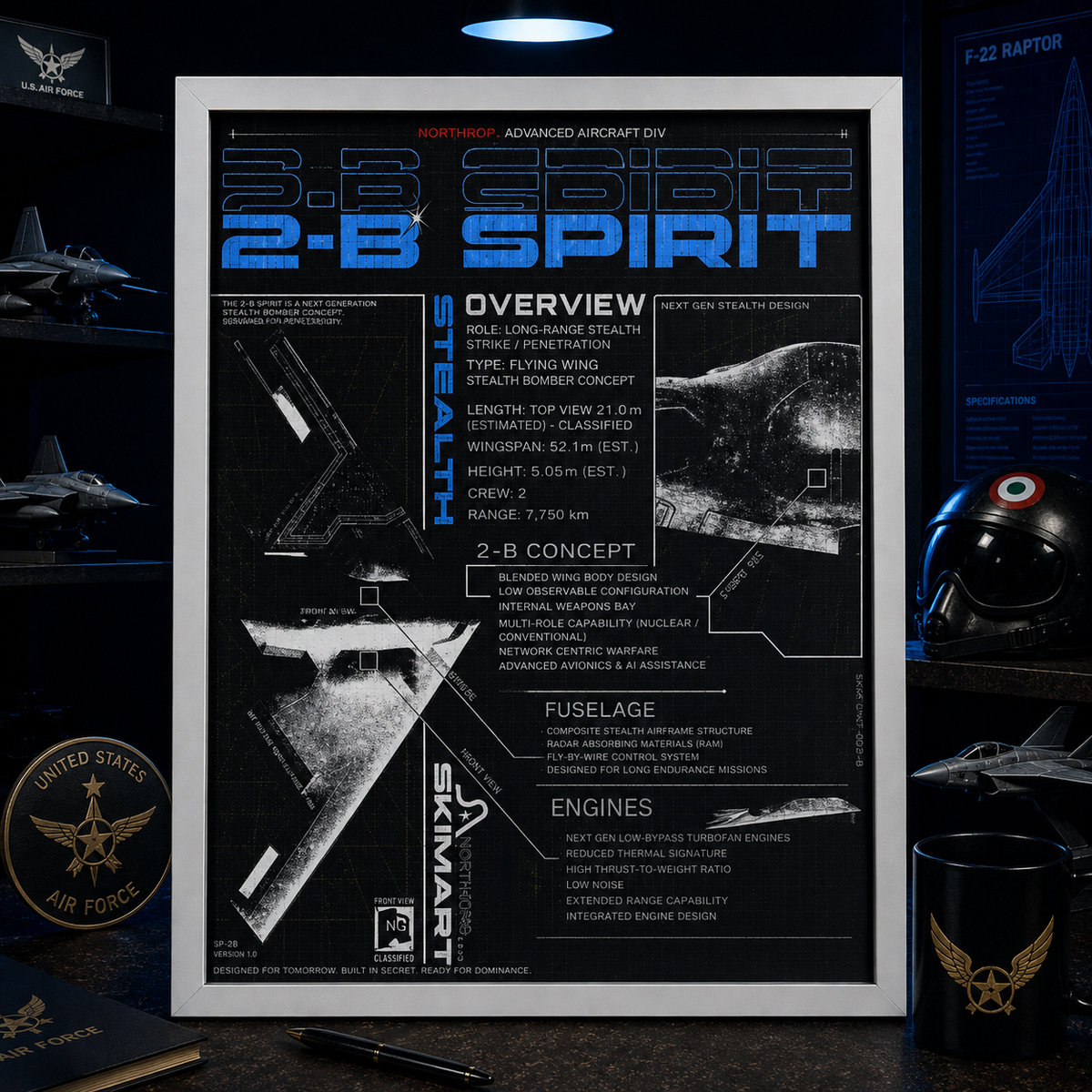 Northrop B-2 Spirit — STEALTH | The Art of Air Power | WPFM Framed Poster
