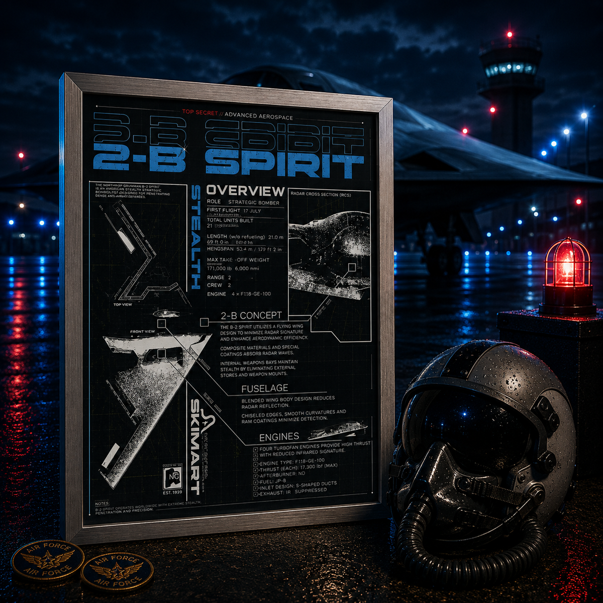 Northrop B-2 Spirit — STEALTH | The Art of Air Power | WPFM Framed Poster