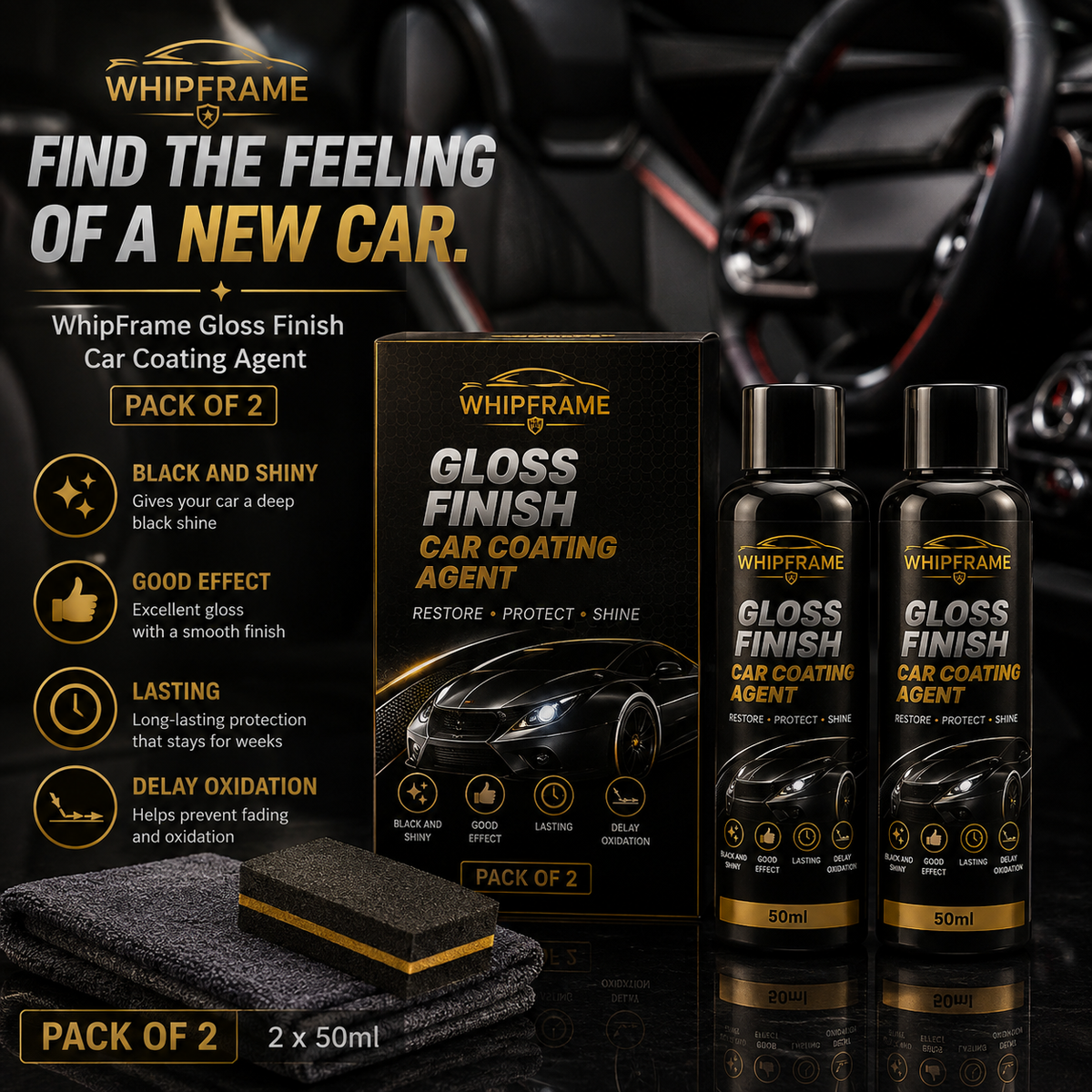 WhipFrame Gloss Finish Car Coating Agent (Pack of 2)