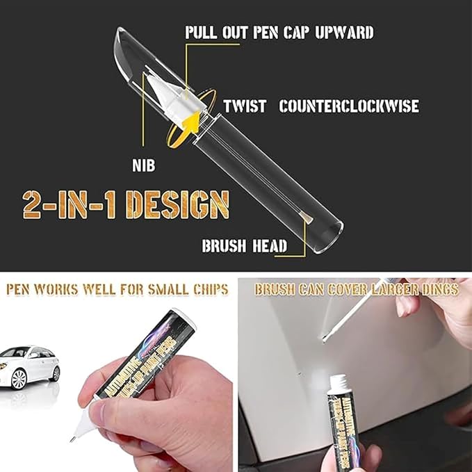 WHIPFRAME Car Scratch Repair Touch-Up Paint Pen – 2-in-1 Scratch & Paint Chip Repair (Pack of 2)
