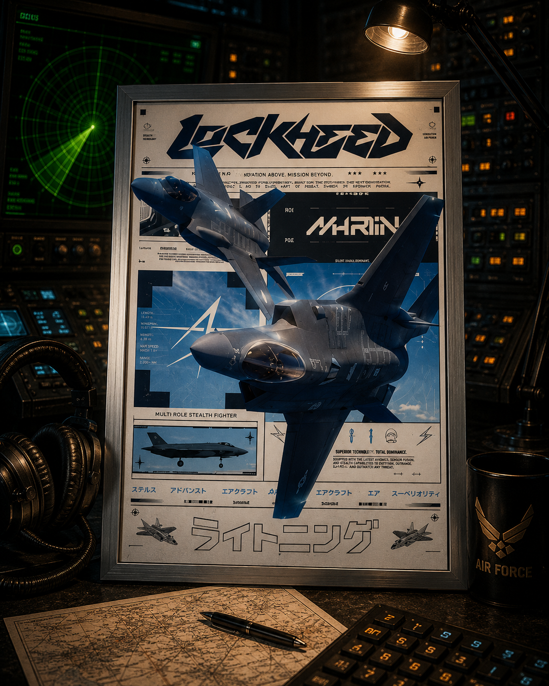 Lockheed Martin F-35 Lightning II — STEALTH | The Art of Air Power | WPFM Framed Poster