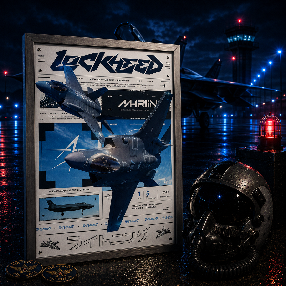 Lockheed Martin F-35 Lightning II — STEALTH | The Art of Air Power | WPFM Framed Poster