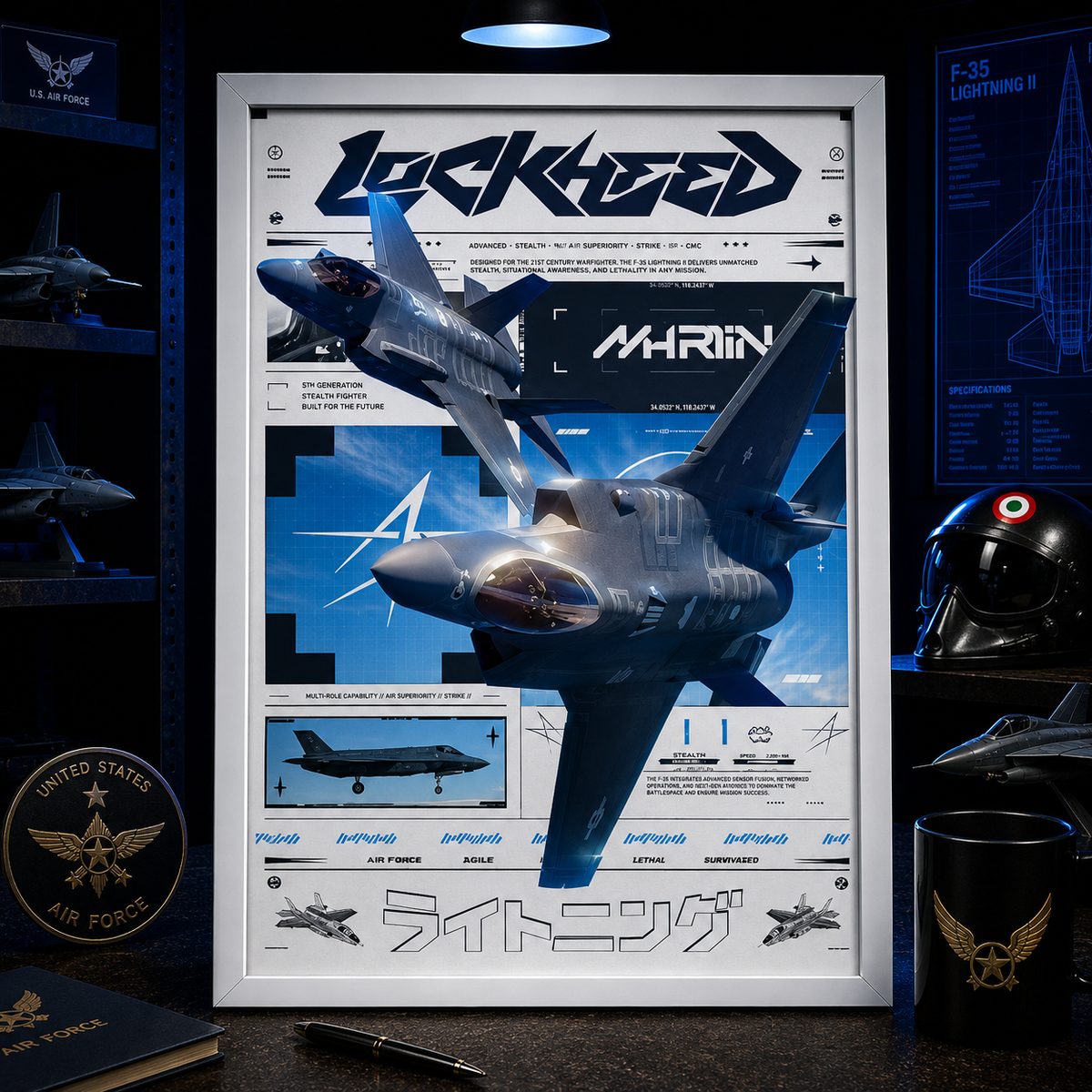 Lockheed Martin F-35 Lightning II — STEALTH | The Art of Air Power | WPFM Framed Poster