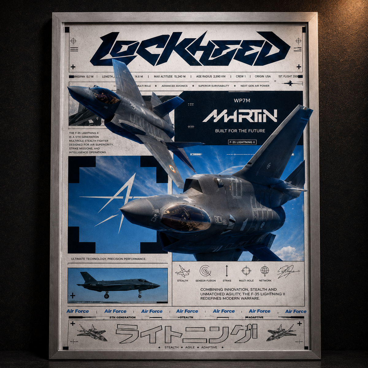 Lockheed Martin F-35 Lightning II — STEALTH | The Art of Air Power | WPFM Framed Poster